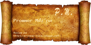 Prommer Mína névjegykártya